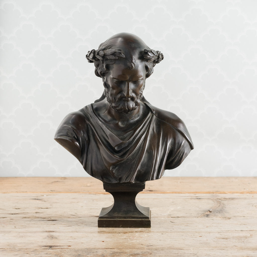 French late nineteenth century bronze portrait bust of Hippocrates,