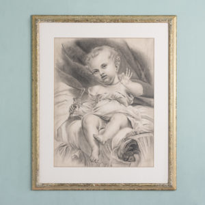 Victorian pencil drawing of a child with a pacifier,-0