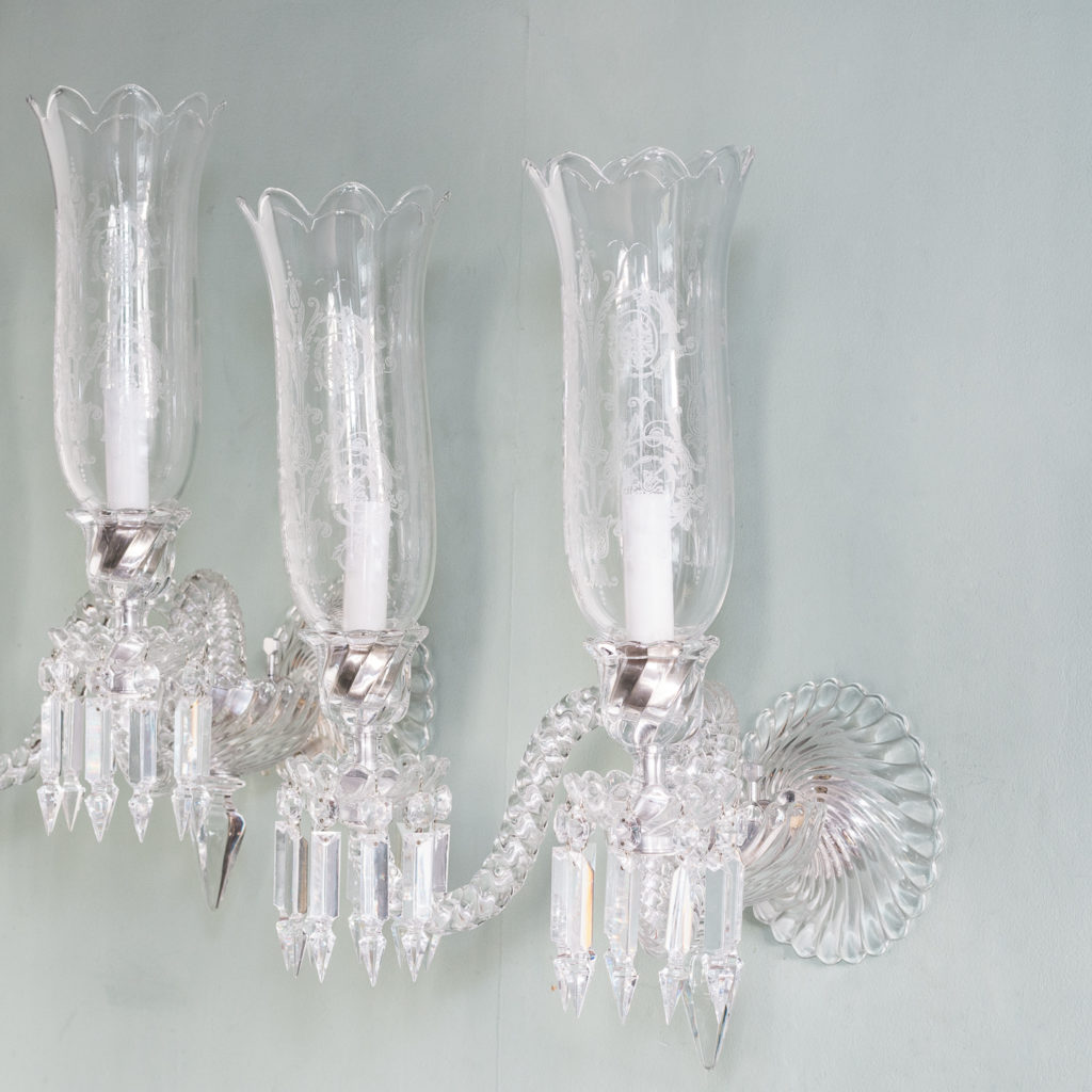 Pair of Baccarat glass wall appliques,