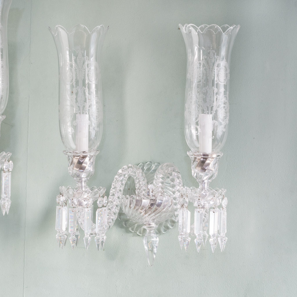 Pair of Baccarat glass wall appliques,