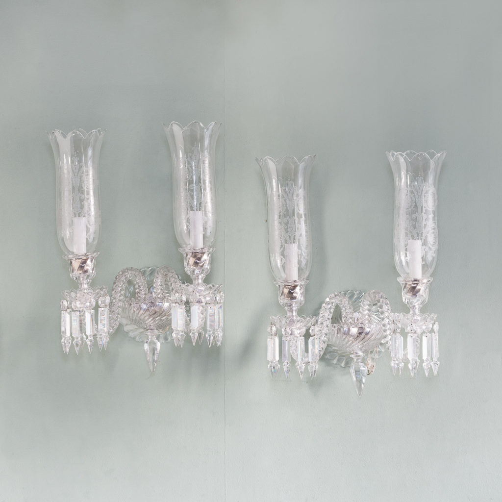 Pair of Baccarat glass wall appliques,