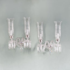 Pair of Baccarat glass wall appliques,