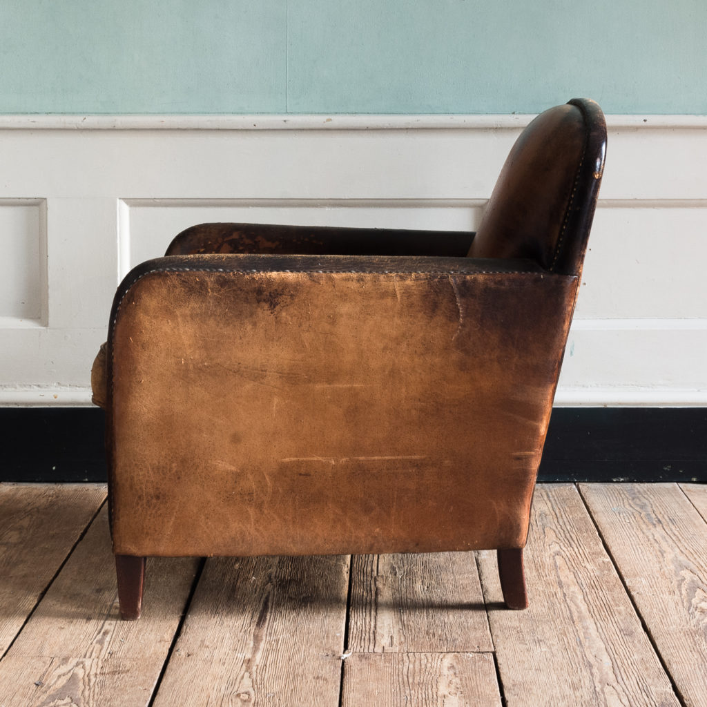 Leather and beech club chair