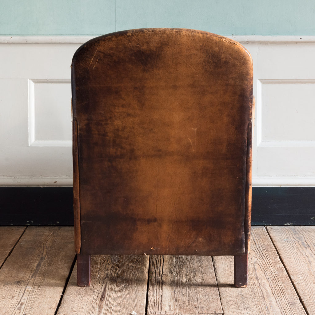 Leather and beech club chair