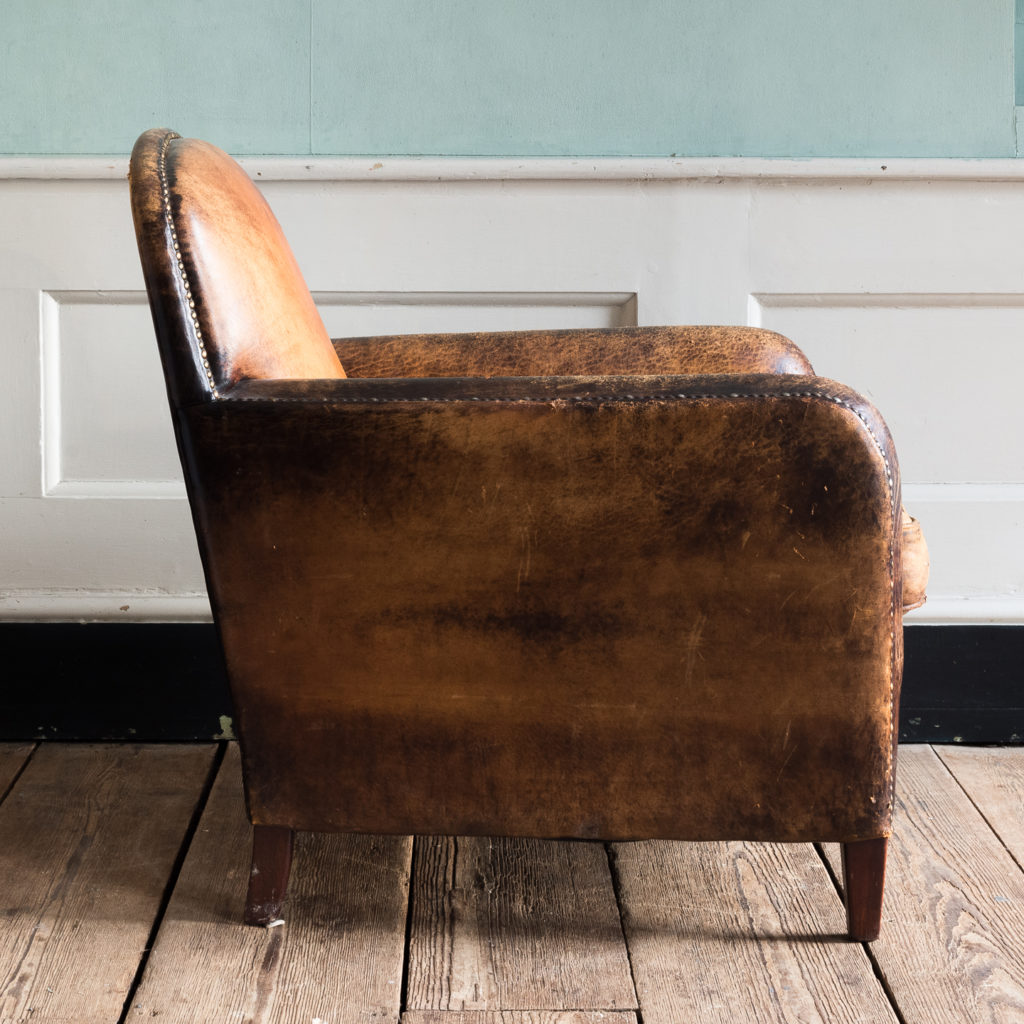 Leather and beech club chair