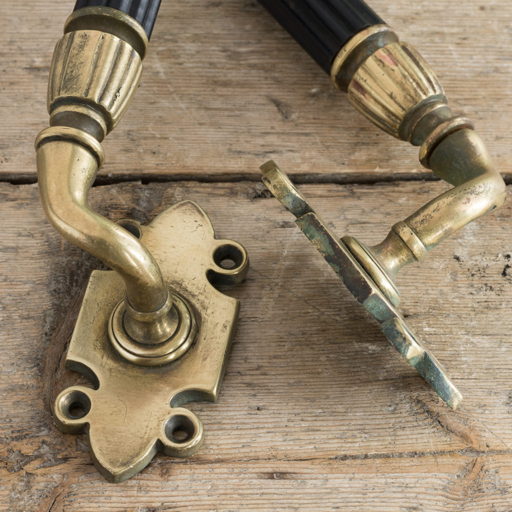 Victorian brass and ebony door pulls