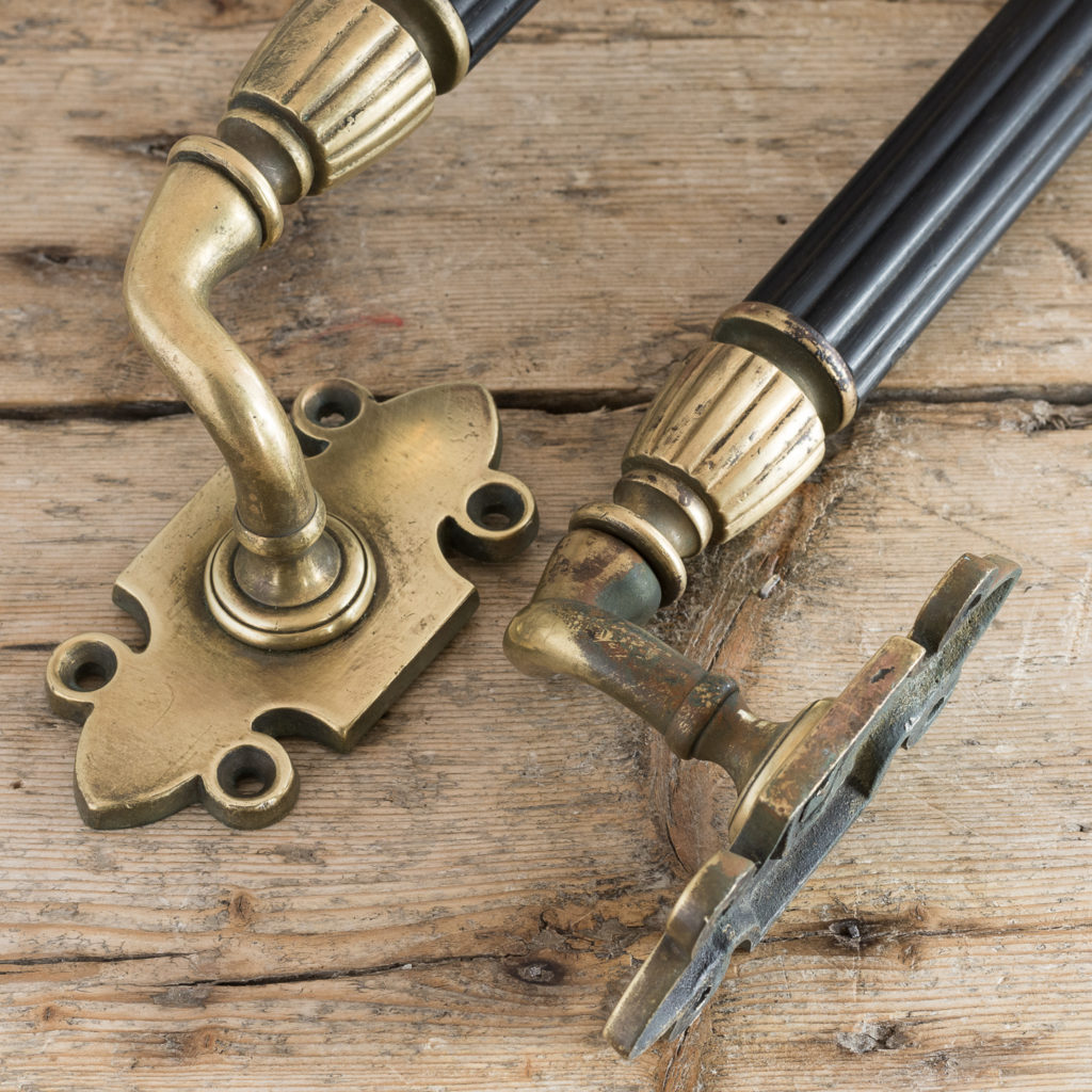 Victorian brass and ebony door pulls