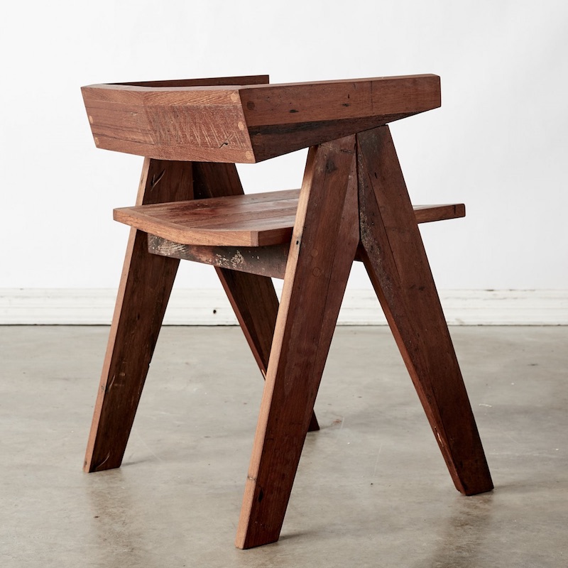 A piece of furniture made from reclaimed teak wood