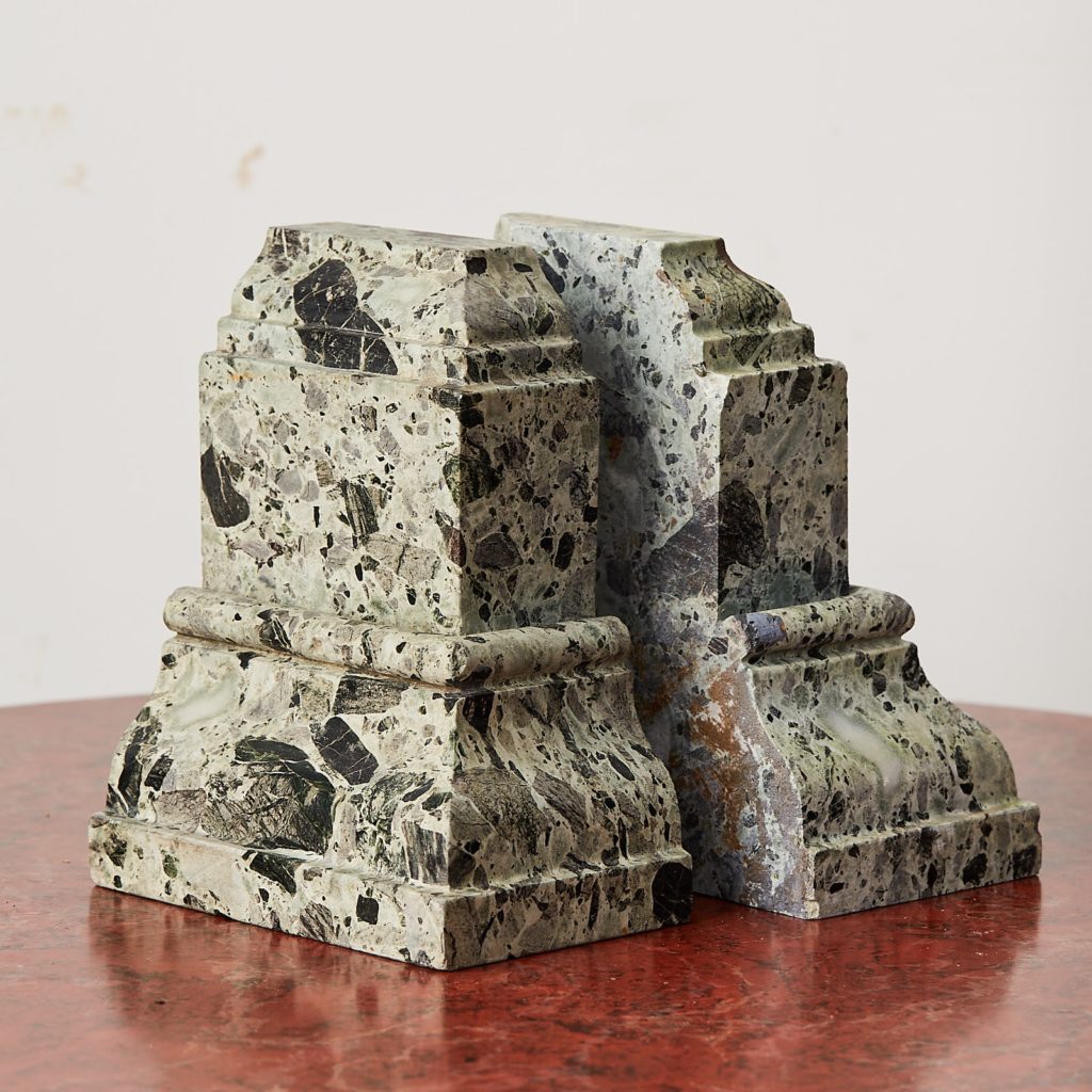 Green verde antico marble bookends