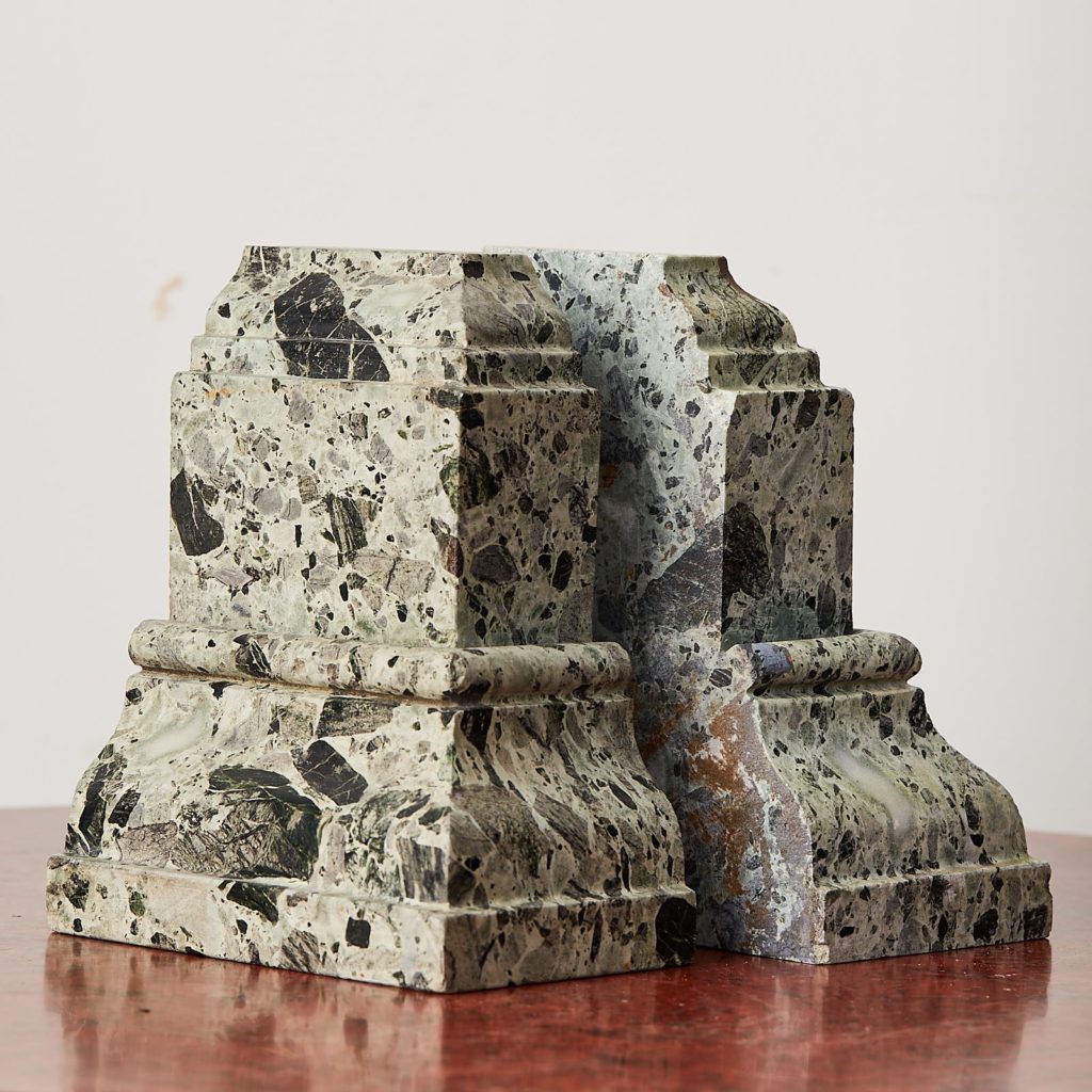 Green verde antico marble bookends