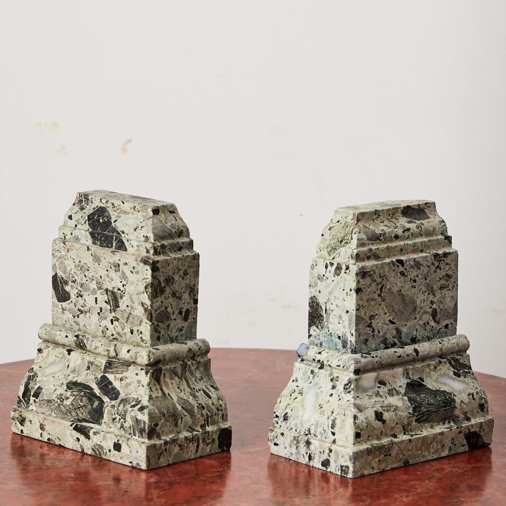 Green verde antico marble bookends