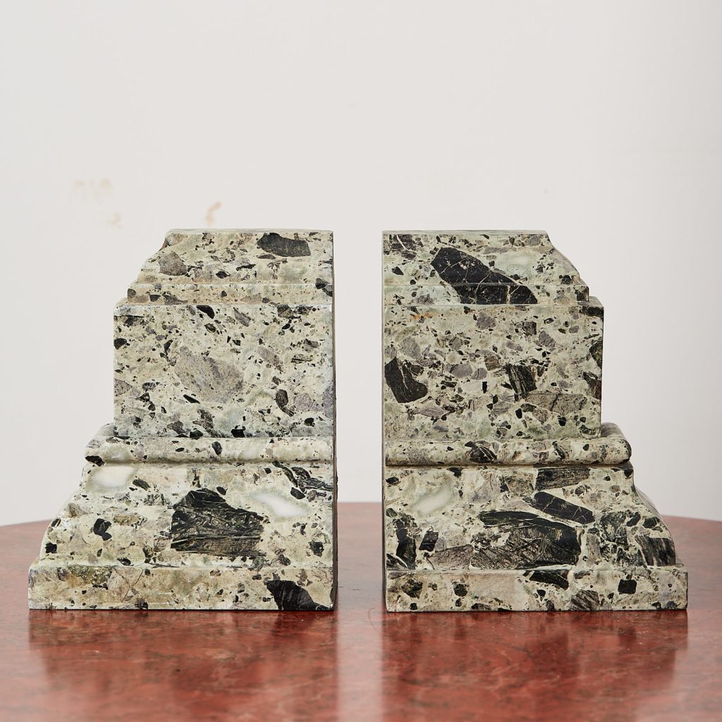 Green verde antico marble bookends