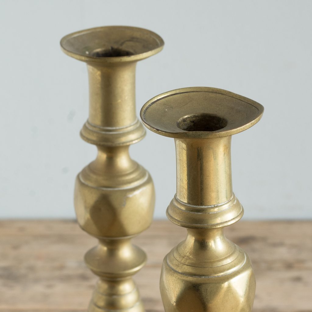 Pair of nineteenth century brass candlesticks,-125821