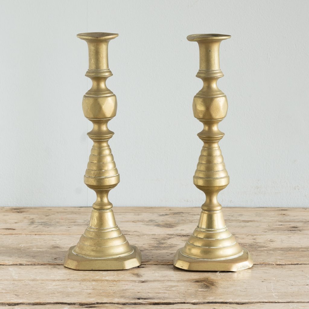 Pair of nineteenth century brass candlesticks