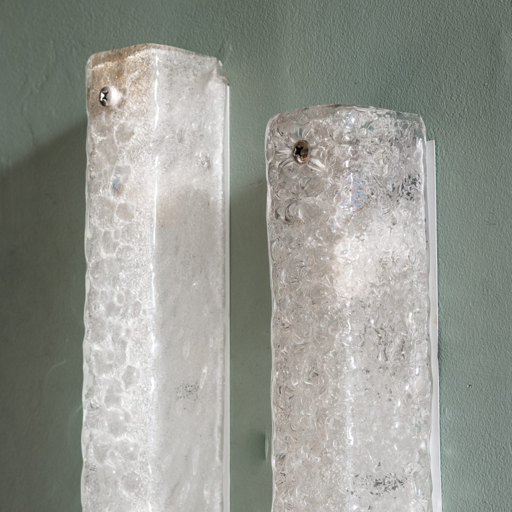 Pair of 1960s Hansel Ice Glass wall lights