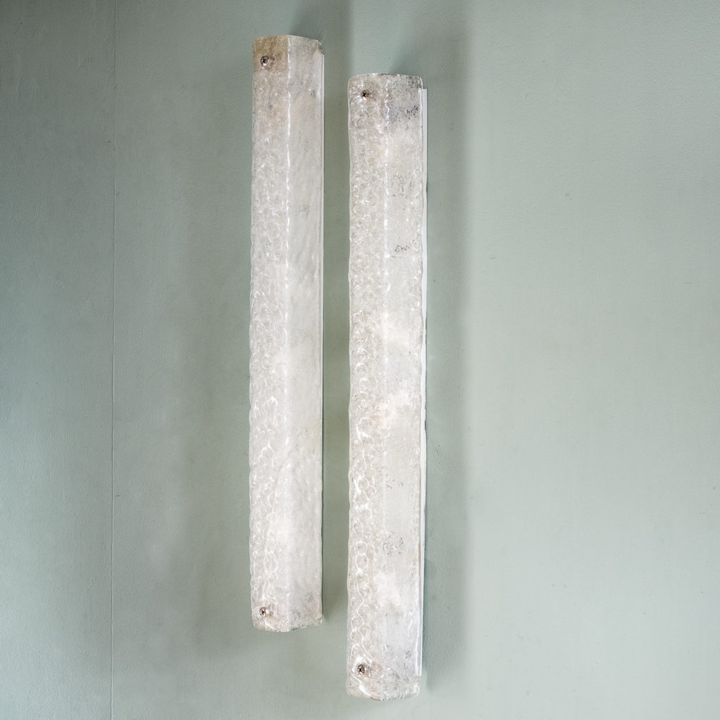 Pair of 1960s Hansel Ice Glass wall lights