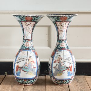 Pair of late nineteenth century Japanese Imari trumpet vases,