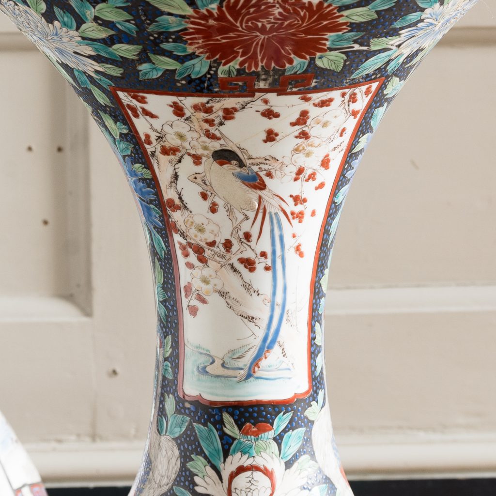 Pair of late nineteenth century Japanese Imari trumpet vases,-125981