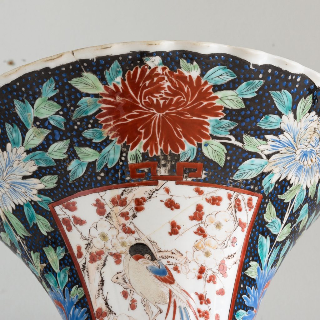 Pair of late nineteenth century Japanese Imari trumpet vases,-125995