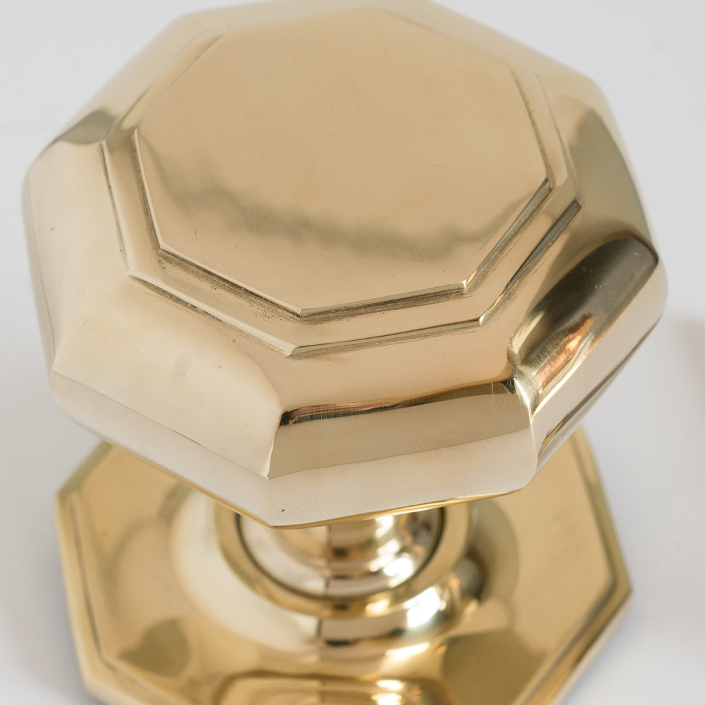 Large octagonal brass centre door pull,