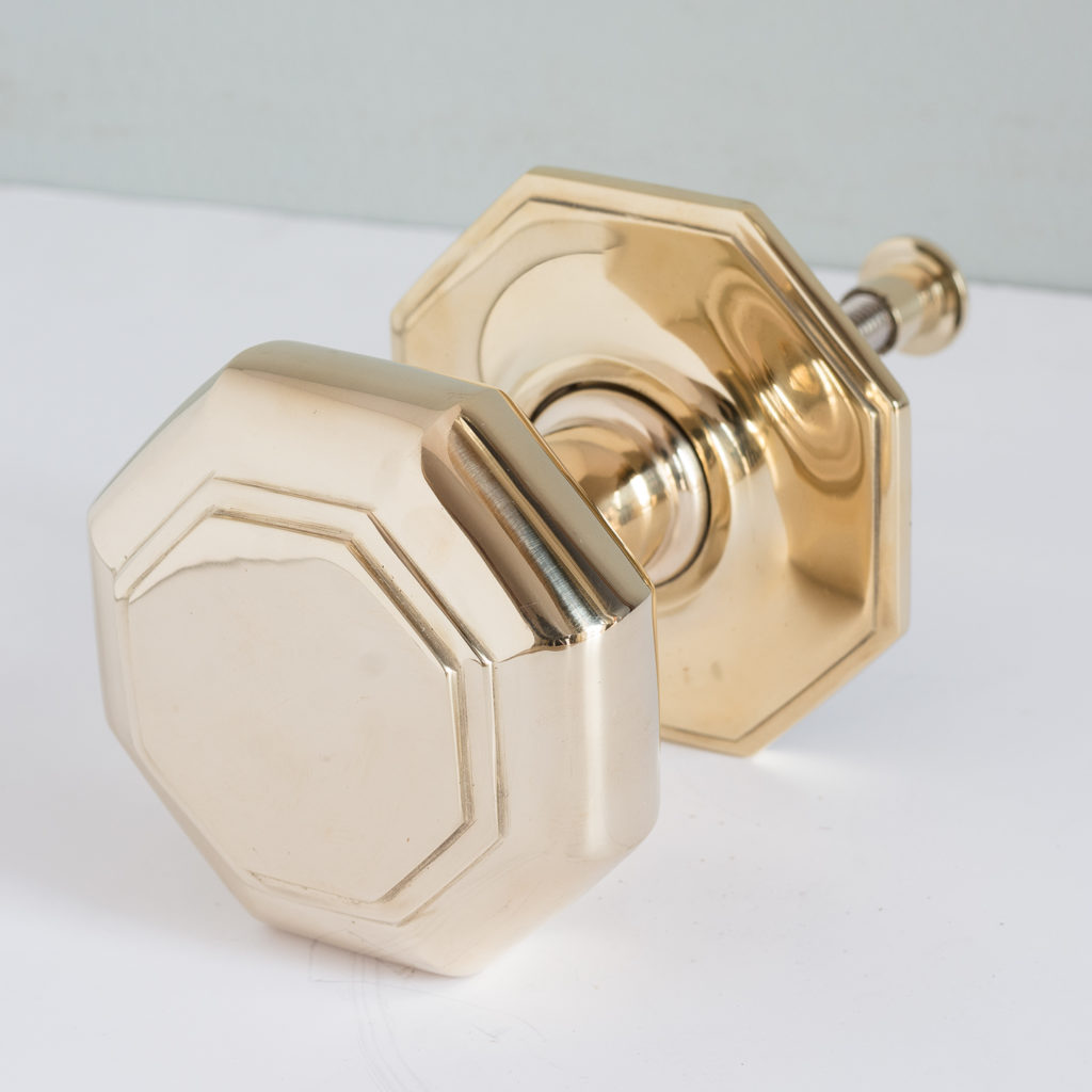 Large octagonal brass centre door pull,