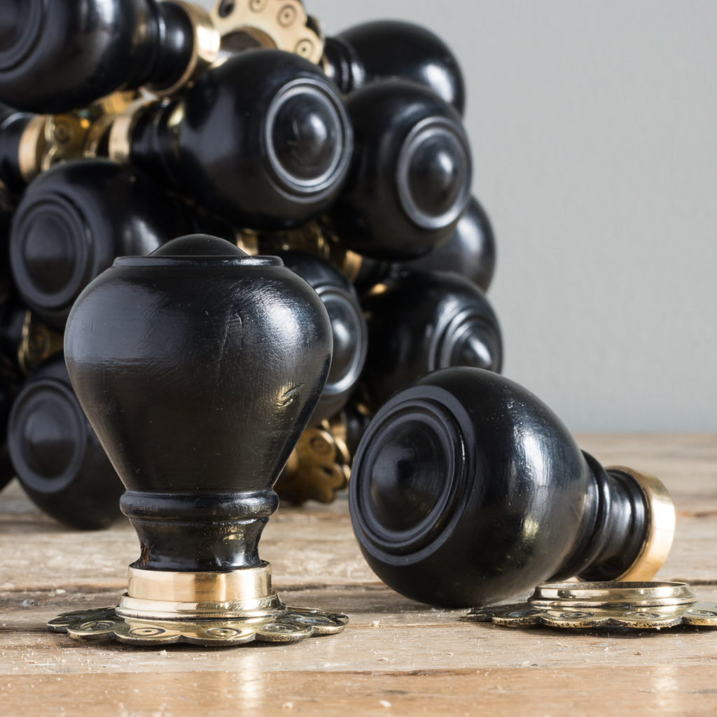 Victorian style ebonised door knobs,