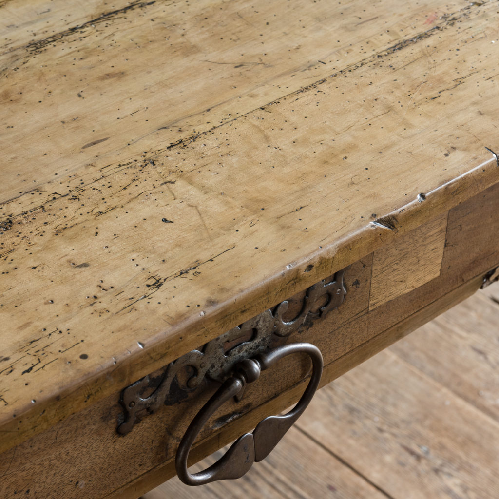 Nineteenth century French fruitwood farmhouse dining table,-126561