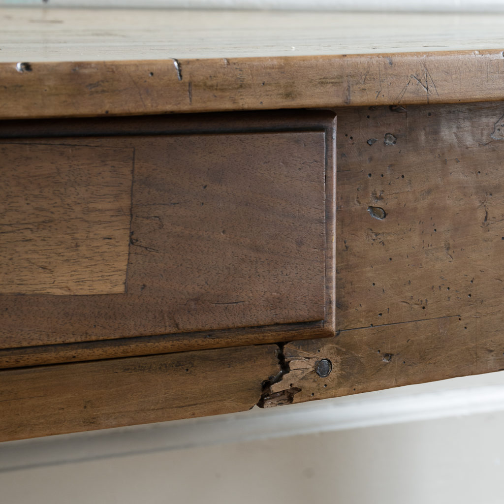 Nineteenth century French fruitwood farmhouse dining table,-126564