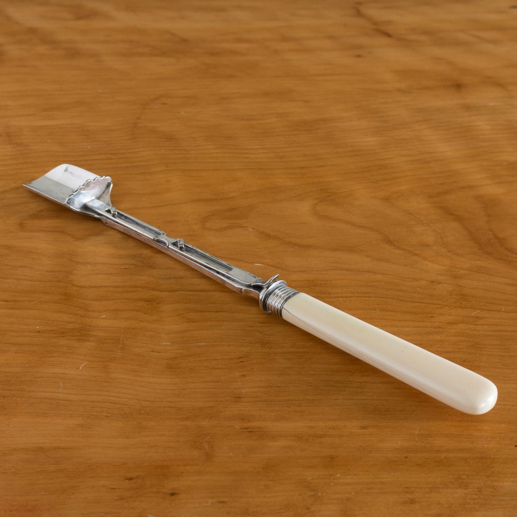 Silver plated and bone stilton spoon by John Round and Sons,