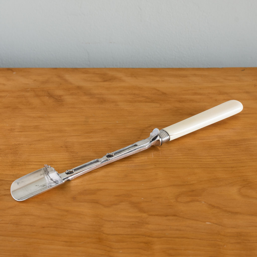 Silver plated and bone stilton spoon by John Round and Sons,