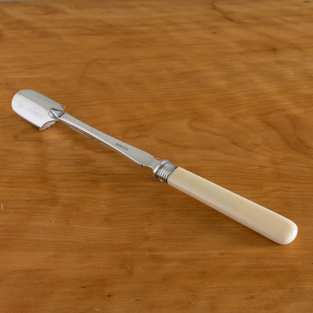 Silver plated and bone stilton spoon by John Round and Sons,