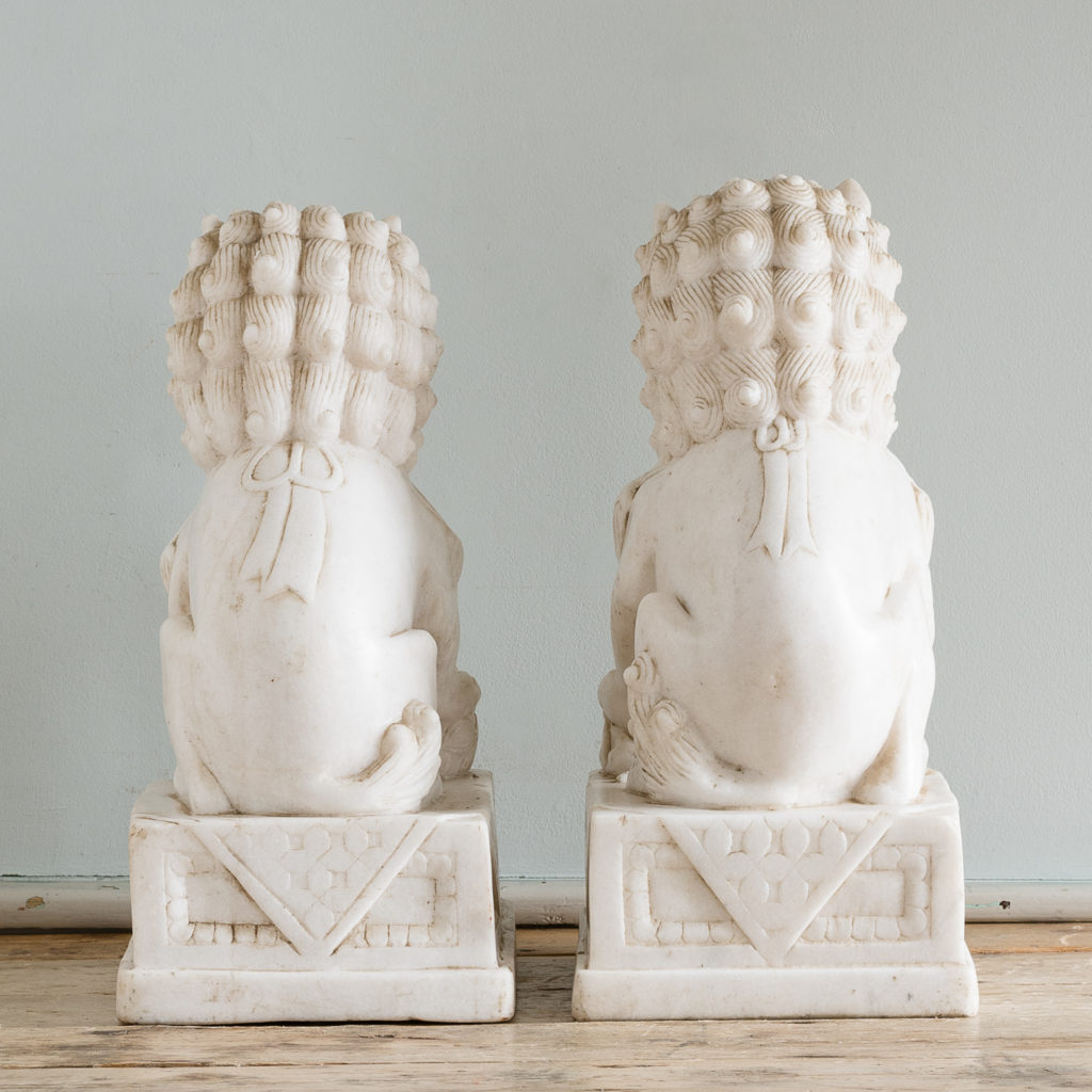 Pair of Chinese marble Foo Dogs