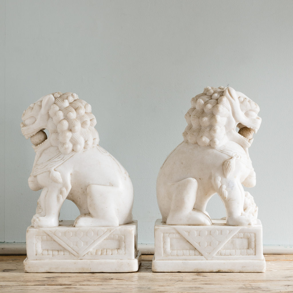 Pair of Chinese marble Foo Dogs