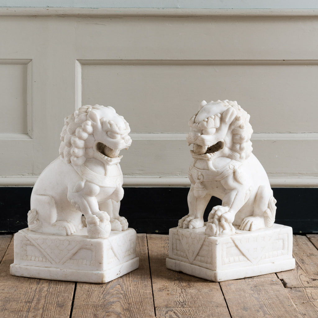 Pair of Chinese marble Foo Dogs