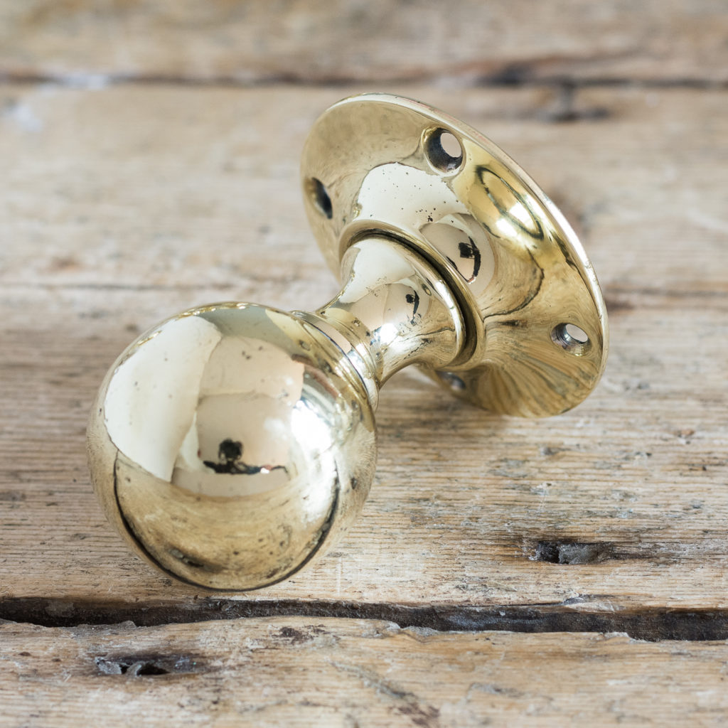 Antique spherical brass door knobs,