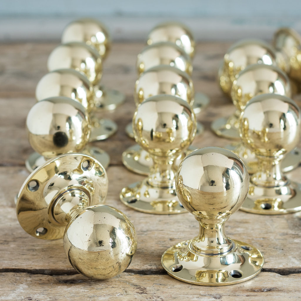 Antique spherical brass door knobs,