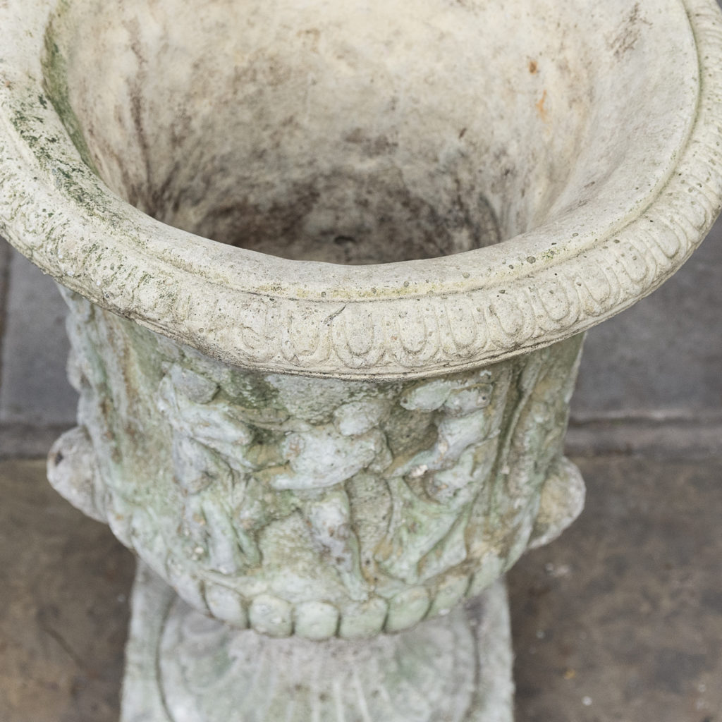 Pair of reconstituted stone Medici urns,-127518