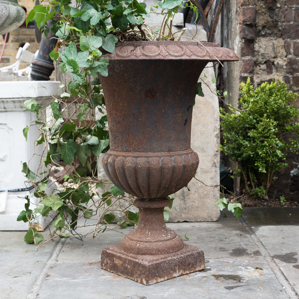 Cast iron campana urn,
