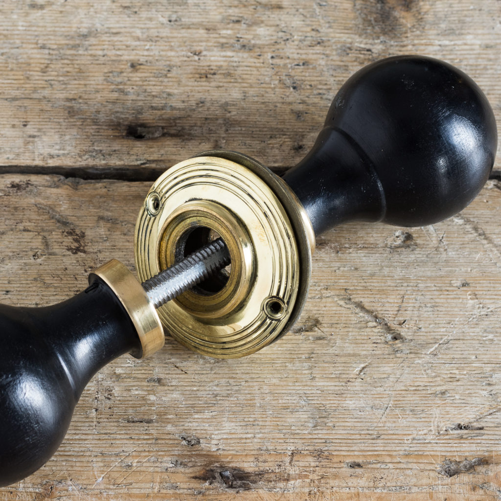 Victorian style spherical ebonised door knobs,