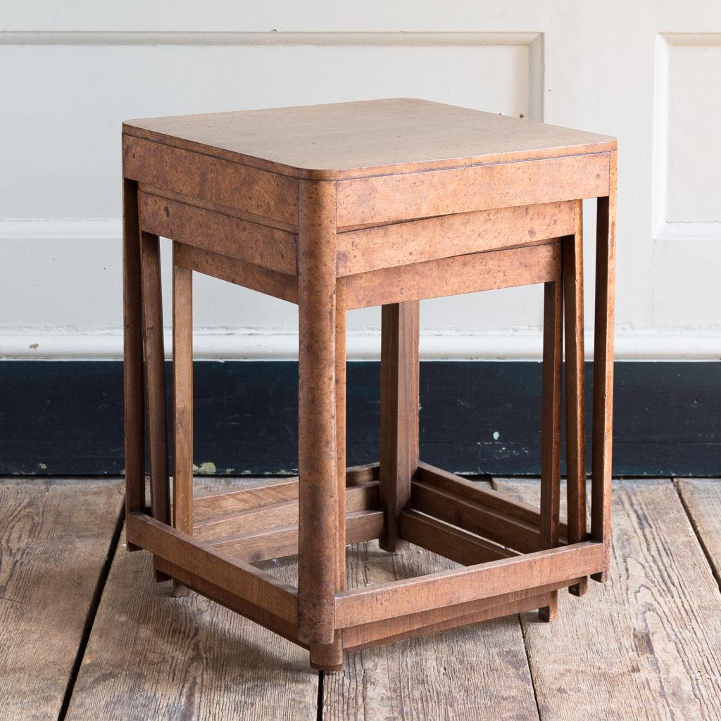 1930s walnut and bun walnut nest of tables,