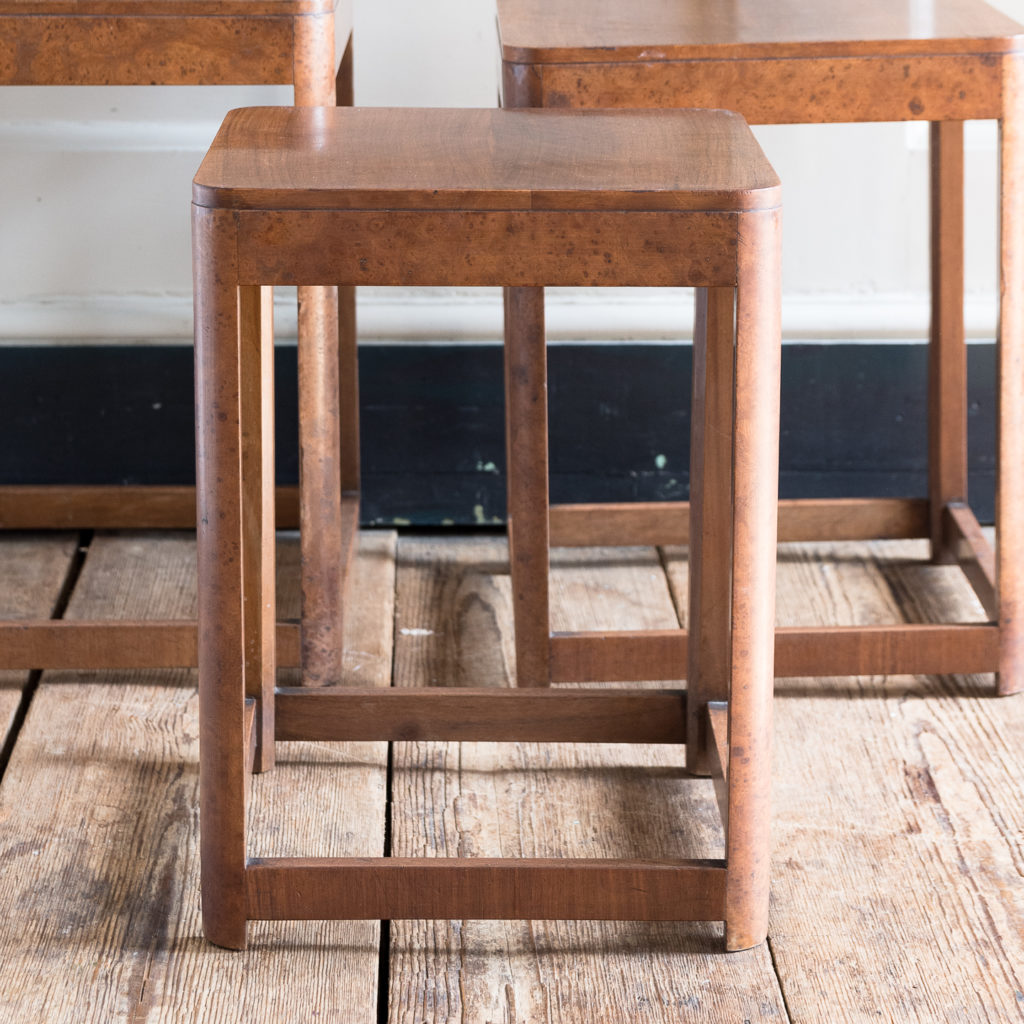 1930s walnut and bun walnut nest of tables,