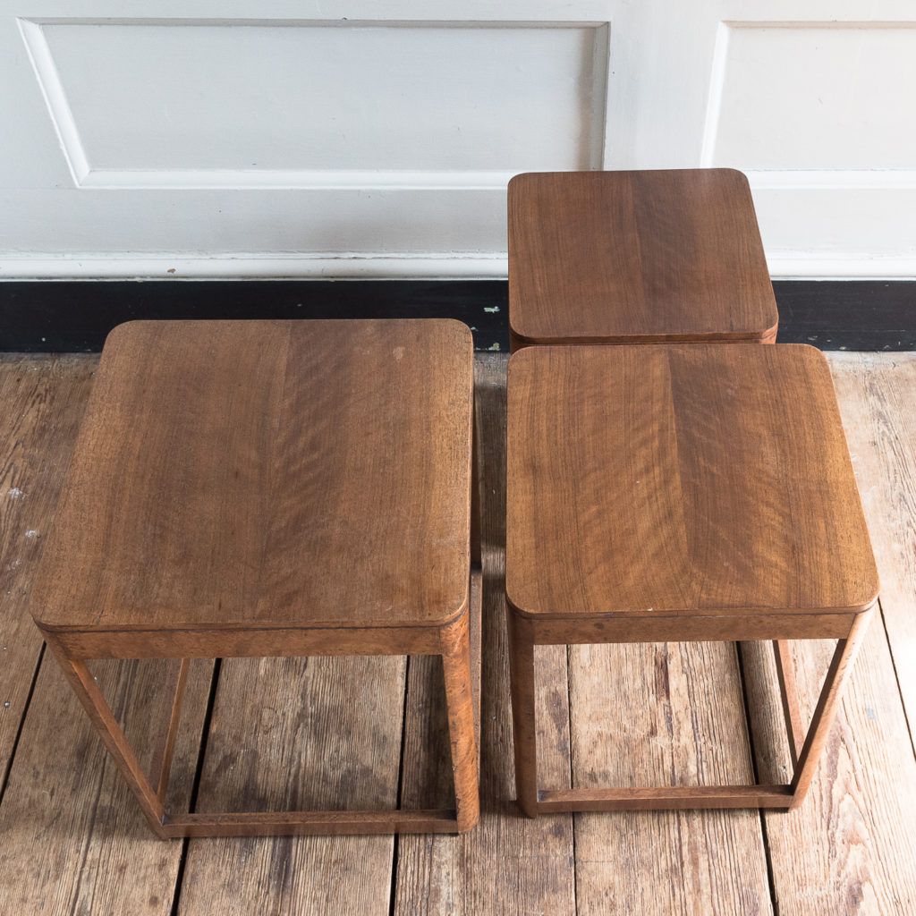 1930s walnut and burr walnut nest of tables,-127229