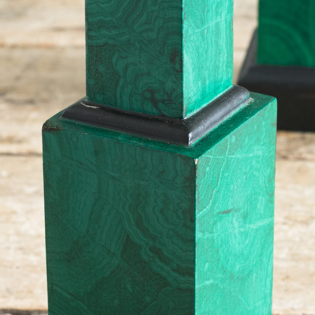 Pair of 1970s faux Malachite obelisks,-127217