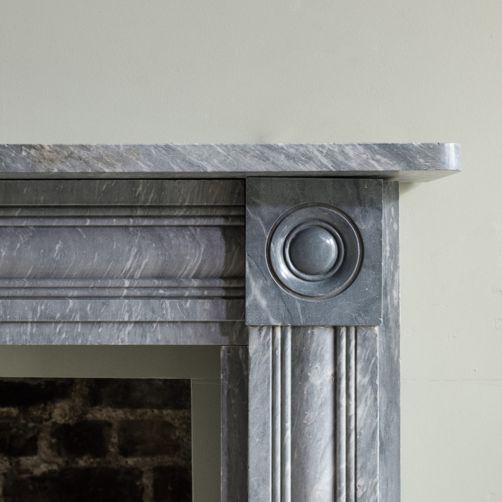 Regency dove grey marble bullseye chimneypiece,