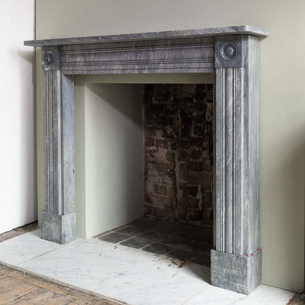 Regency dove grey marble bullseye chimneypiece,