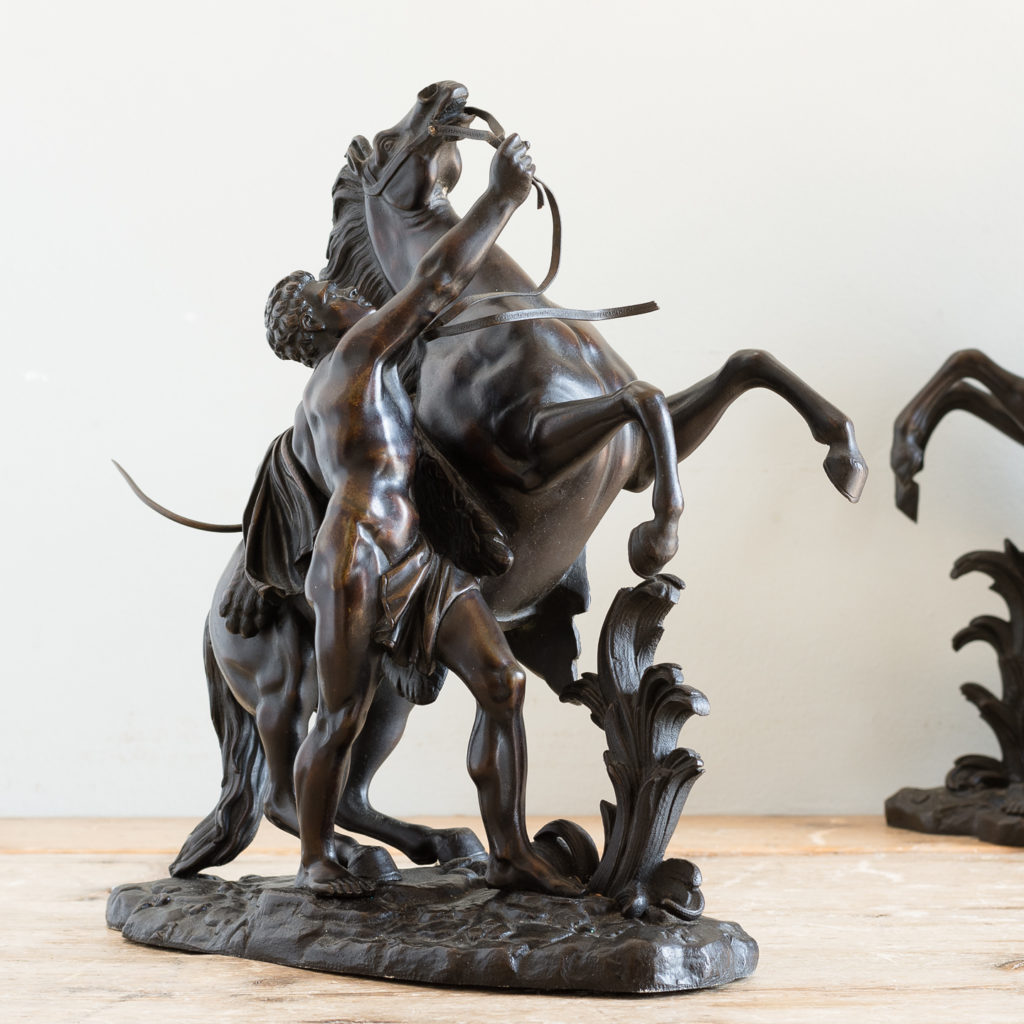 Pair of late nineteenth century bronze Marly horses,