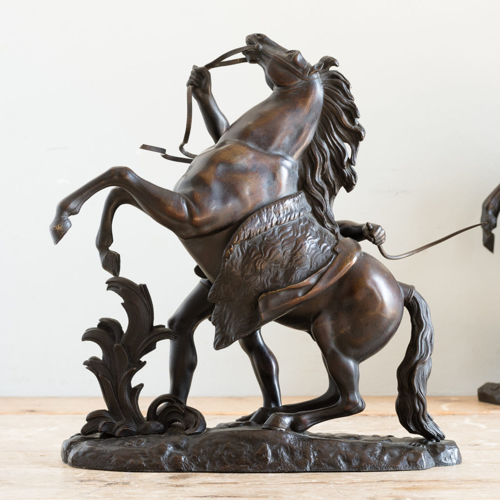 Pair of late nineteenth century bronze Marly horses,