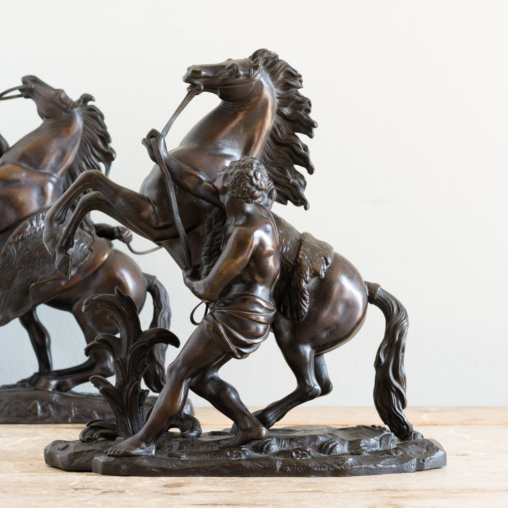 Pair of late nineteenth century bronze Marly horses,