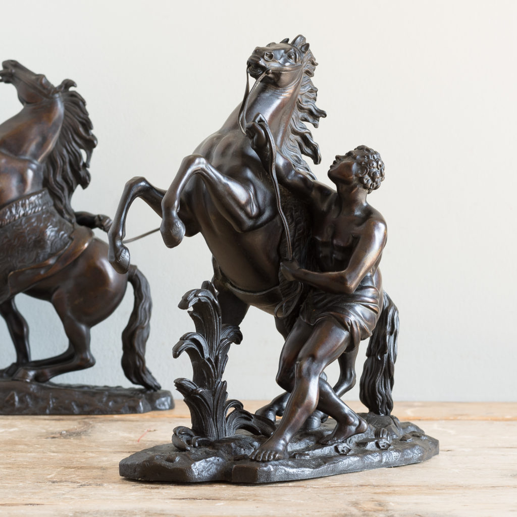 Pair of late nineteenth century bronze Marly horses,