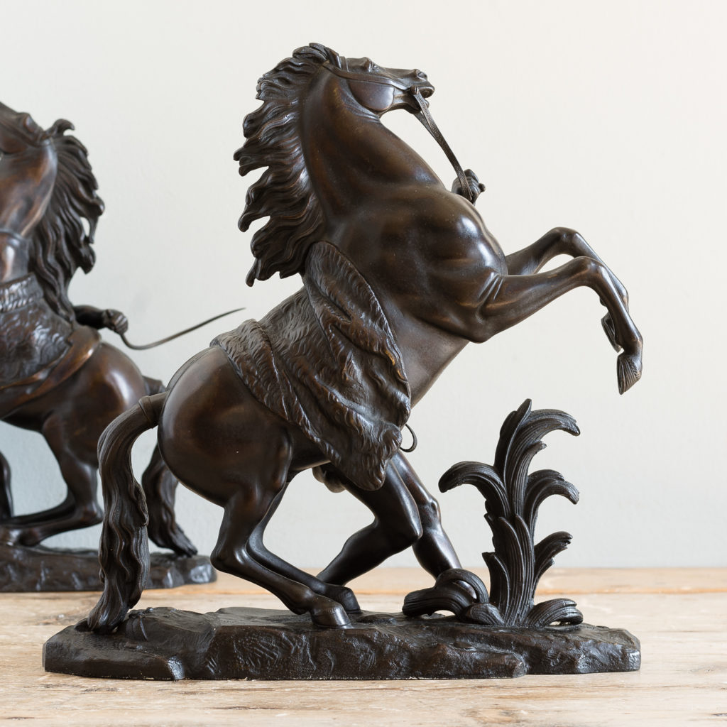 Pair of late nineteenth century bronze Marly horses,